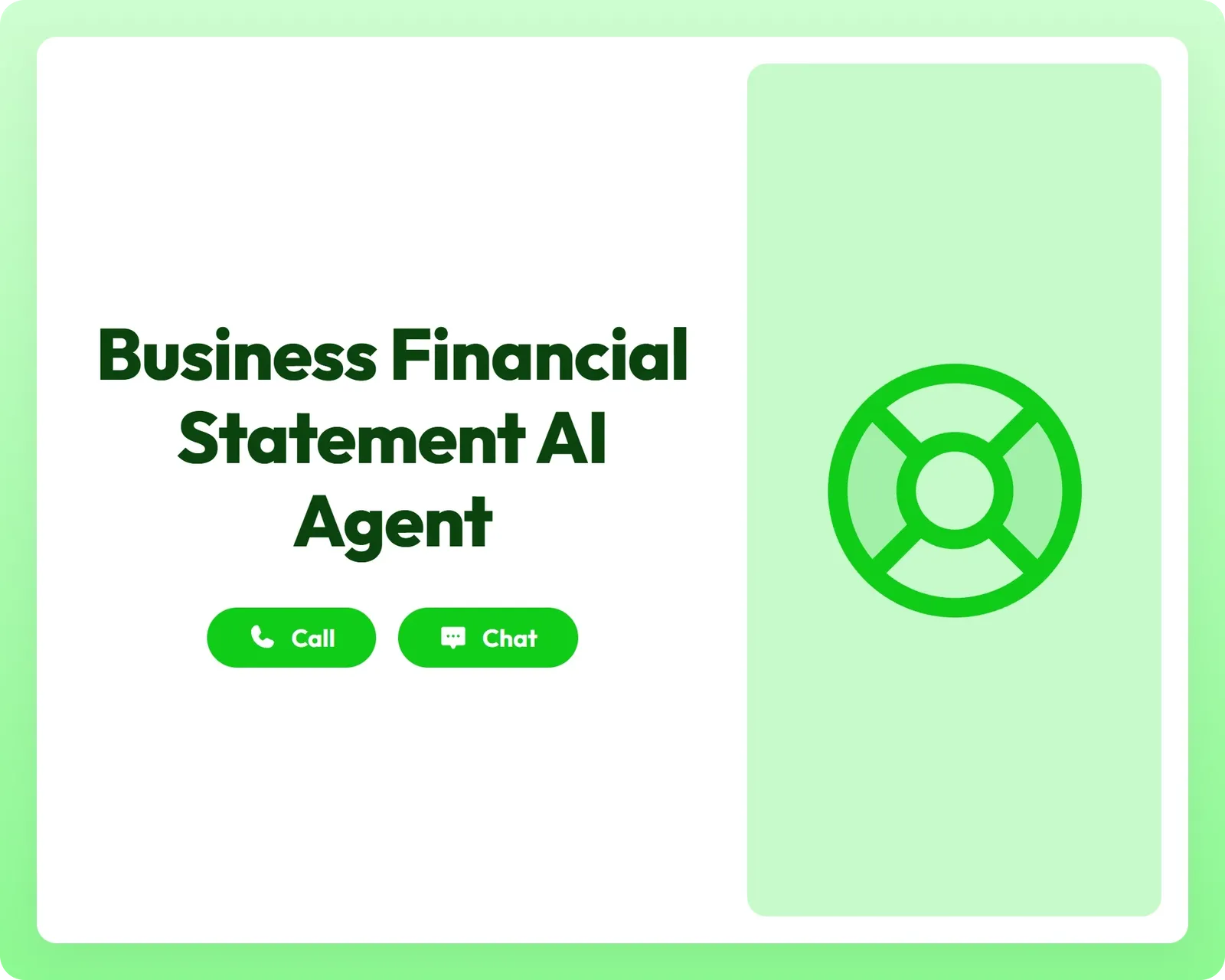 business financial statement ai agent supports call and chat with lifebuoy icon for financial guidance