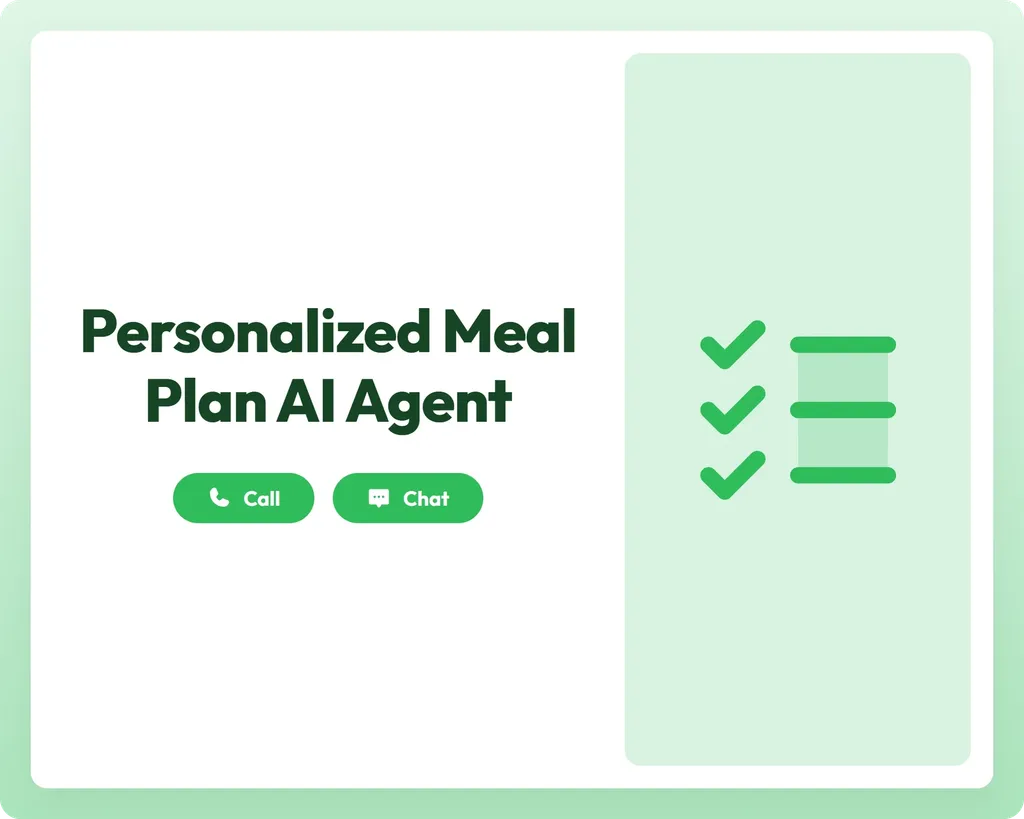 personalized meal plan ai restaurant agent supports call and chat with a checklist panel