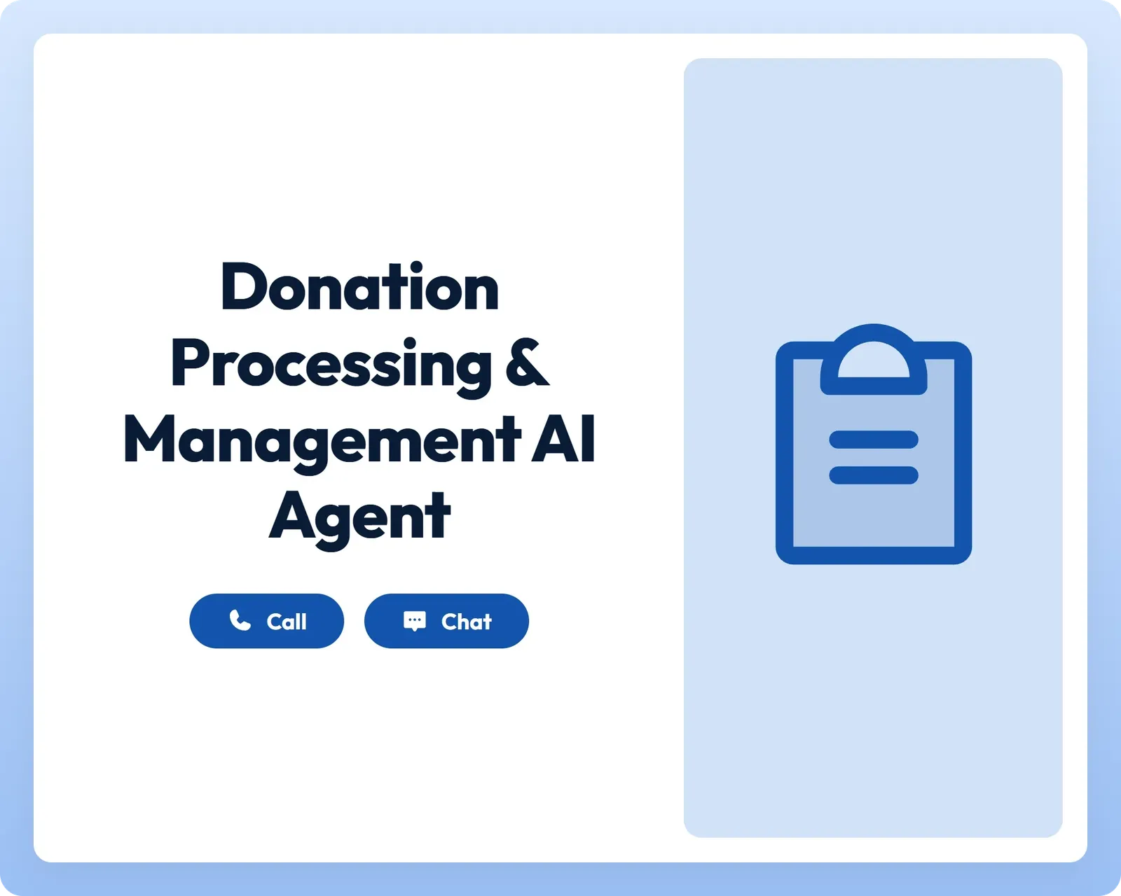 ai donation agent supports call and chat with clipboard icon for donation management